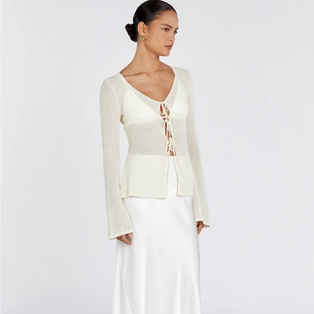 DISSH Cream Sweater with Tie Front